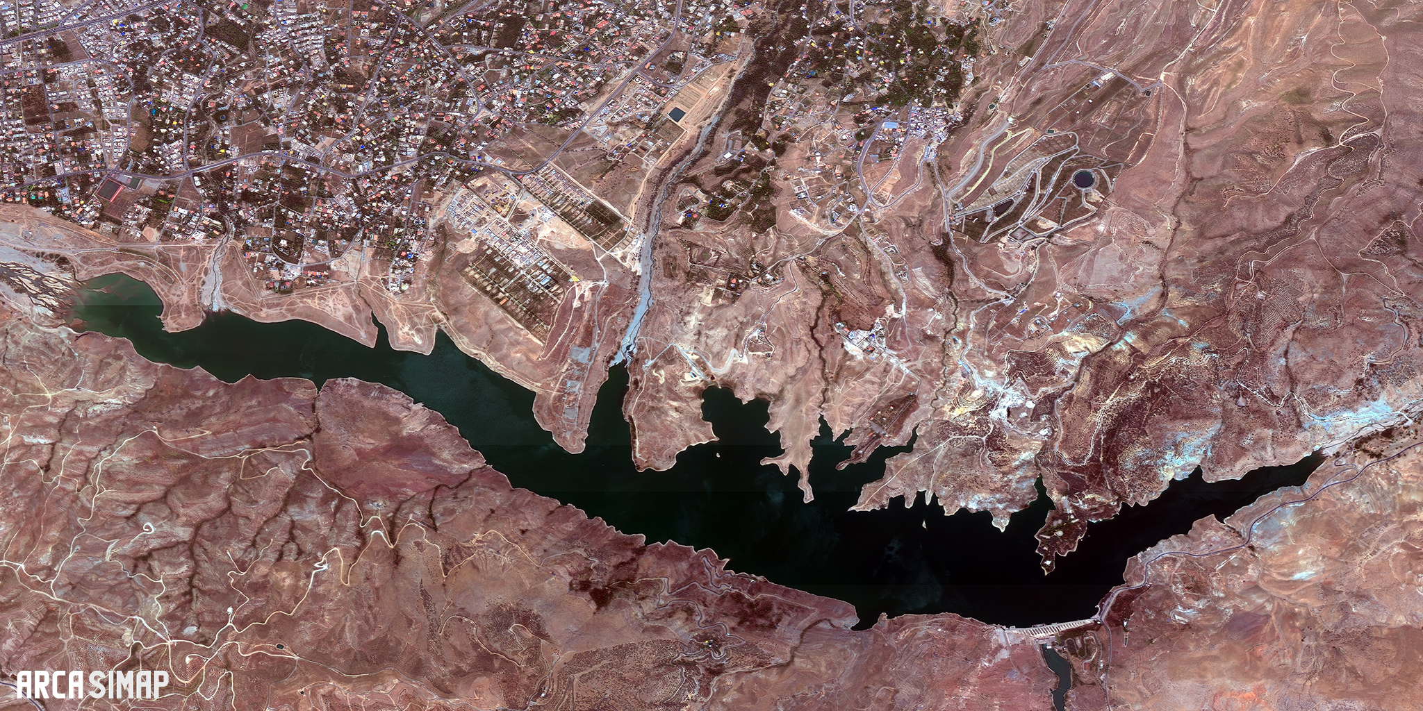 تصویر ماهواره ای رودخانه جاجرود و سد لتیان، لواسان، تهران - 1397