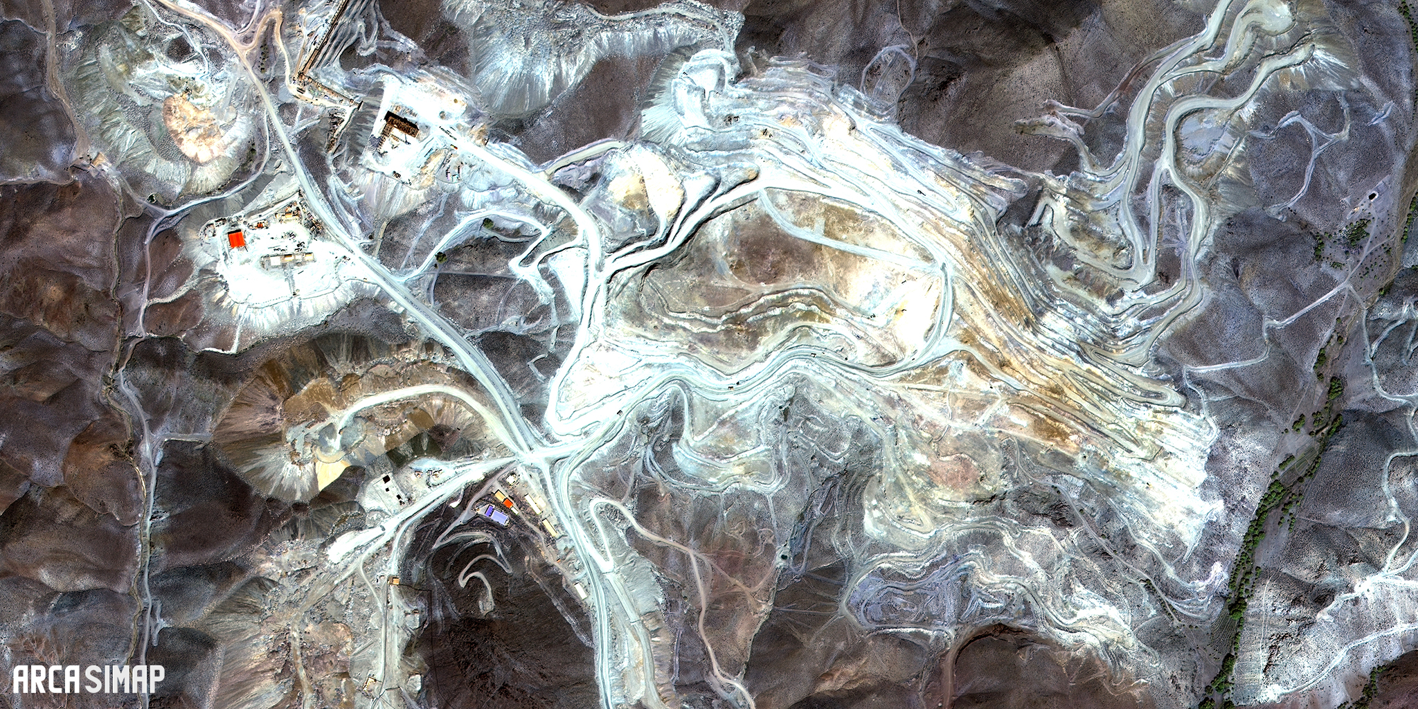 تصویر ماهواره ای معدن مس درآلو، کرمان - 1400